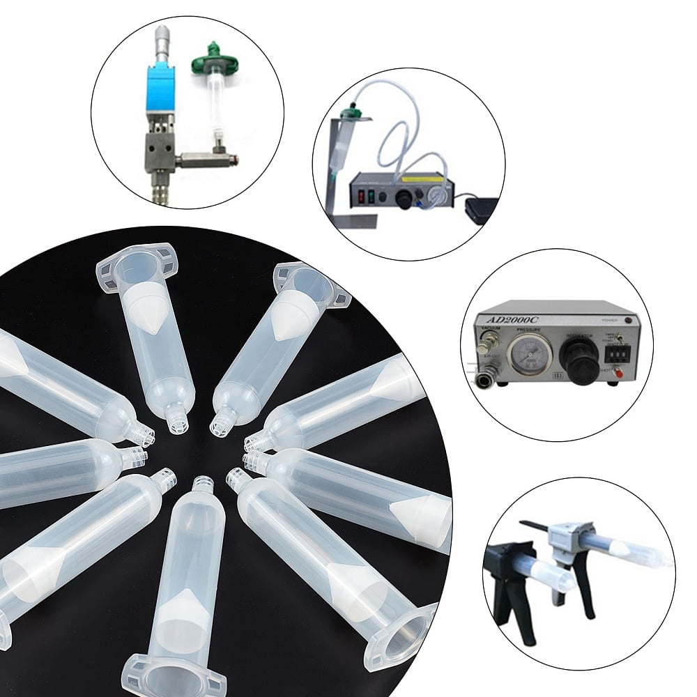 16pcs Plastic Dispensing Syringes with Piston Clear 129x45x30mm Hole: 2mm Piston: 23x28mm Capacity: 30ml(1.02 fl. oz)