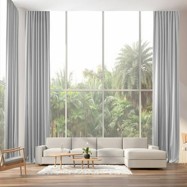 3S Brother's Extra Long Room Darkening 228" Length Faux Velvet Pure White Curtain Drapes - Hanging Back Tab 5-25 Feet Custom Made Curtains ( 1 Panel ) - Made in Turkey (52"Wx228"L)