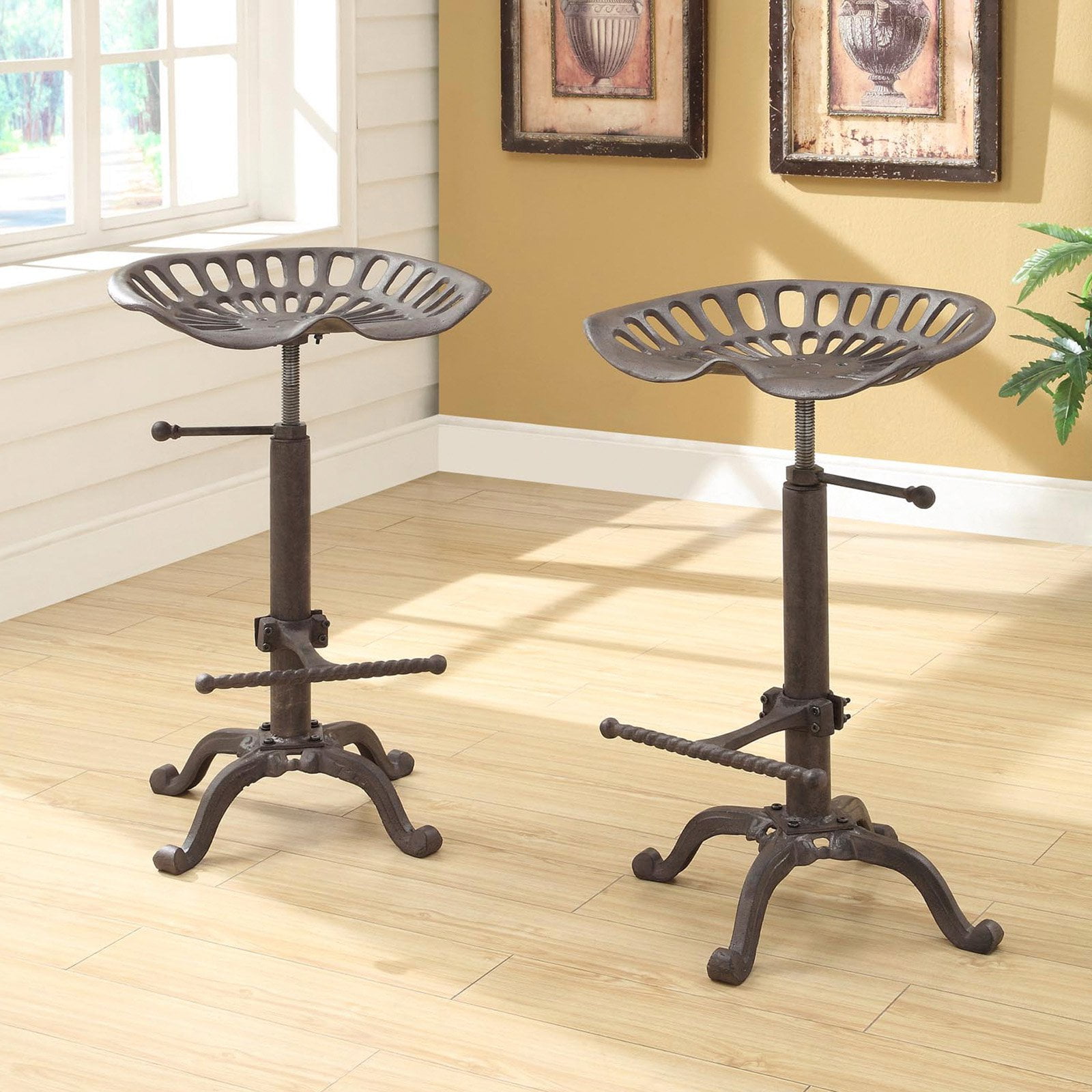Carolina Cody Adjule Farmhouse Tractor Seat Bar Stool Iron Carolina Cody Adjule Farmhouse Tractor Seat Bar Stool Iron Gray