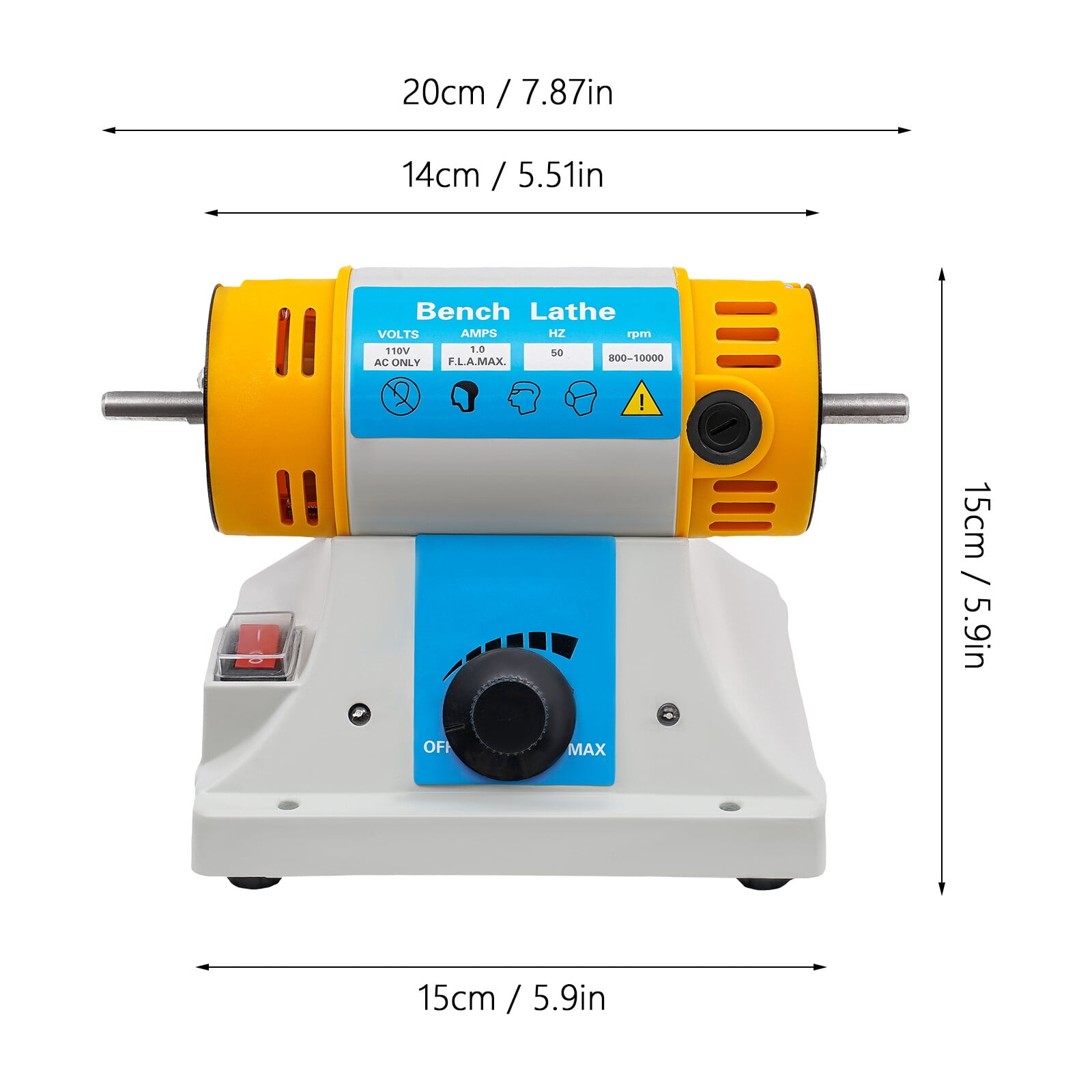 7.87*5.9inch Modern Yellow Jewelry Bench Polisher Bench Lathe Polishing Buffer Grinder Buffing Machine