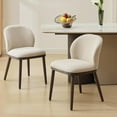 thumbnail image 2 of Modern Dining Chair Set of 2, Ergonomic Upholstered Kitchen Chairs with Wood Legs, 265lbs Capacity | Linen (Beige/Charcoal) & PU Leather (Black), 2 of 6