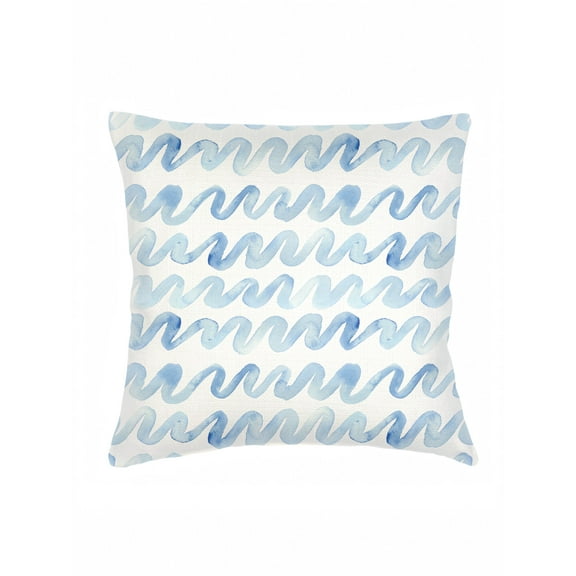 Watercolor Waves Blue Linen Euro Pillow 26x26 Down Alternative