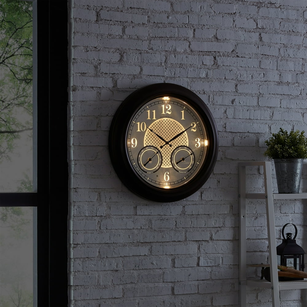 FirsTime & Co.® Luminous LED Outdoor Clock, Oil Rubbed Bronze, 18 in