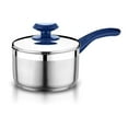 thumbnail image 1 of YBM Home Professional Chef’s 18/10 Stainless Steel Sauce Pot Covered Tri-Ply Capsule Base With Bakelite Handle, Terrific Mirror Silver, Induction Compatible - Blue, 1 of 4