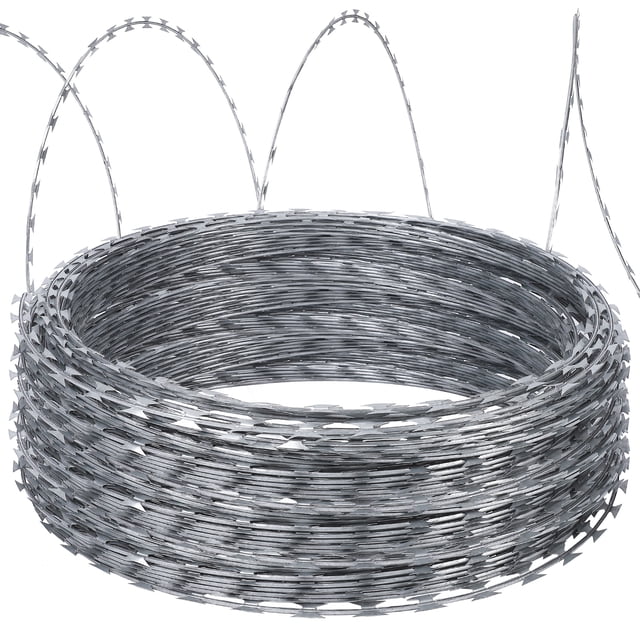 Kojooin Razor Wire Fencing, 5 Rolls of Galvanized Steel Razor Fence, 50FT per Roll for Garden Security Use
