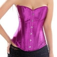 thumbnail image 2 of Women Sexy Satin Boned Corset Vintage Lace Up Overbust Waist Cincher Bustier Bodyshaper Top Going Out Party Bodysuit, 2 of 5