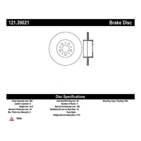 C-Tek Disc Brake Rotor 121.39021 Fits select: 1995-1997 VOLVO 960, 1995 VOLVO 940