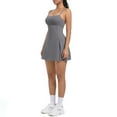 thumbnail image 3 of JGGSPWM Womens Square Neck Tennis Dress with Shorts Spaghetti Strap Backless Workout Side Slit Athletic Dresses Gray XL, 3 of 8