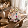 thumbnail image 4 of Kmonabie Handmade Knitted Shoulder Bag, Colorful Floral Strap Woven Tote Summer, Bohemian Crochet Beach Bag for Women Travel Market, Beige, 4 of 5