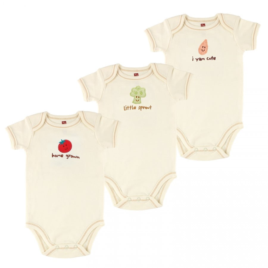 Touched By Nature Boy and Girl Organic Cotton Bodysuit 3-Pack Fun Guy 