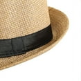 thumbnail image 2 of HEVIRGO Men Solid Color Wide Brim Fedora Felt Hat Panama Cap Boater Summer Beach Sunhat, 2 of 8