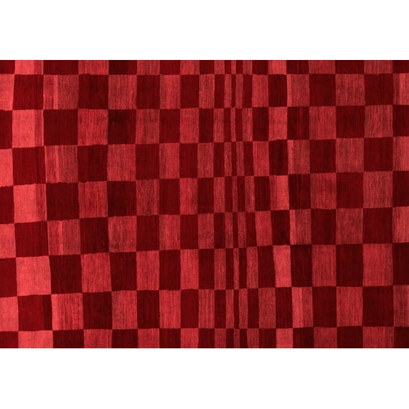 Ahgly Company Indoor Rectangle Checkered Red Modern Area Rugs, 2' x 3'