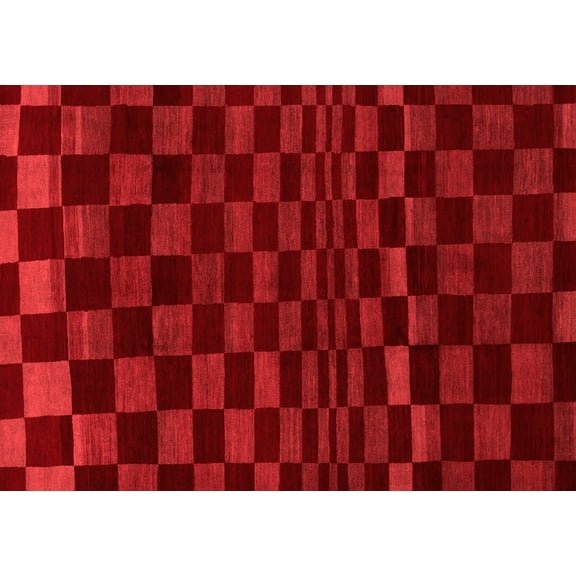 Ahgly Company Machine Washable Indoor Rectangle Checkered Red Modern Area Rugs, 5' x 7'