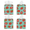 thumbnail image 2 of Goofa Hand Drawn Strawberry Tissue Box Cover PVC Leather Tissue Holder Square Facial Tissue Case Facial Paper Organizer Dispenser for Bathroom, Vanity Countertop, 2 of 8
