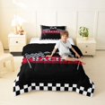 thumbnail image 4 of Catabedysis Extreme Speed Racing Twin Comforter Sets For Boys,Checkered Flag Monogram Print M Bedding Set,Black Reversible,2pcs,1 Comforter and 1 Pillowcase, 4 of 7
