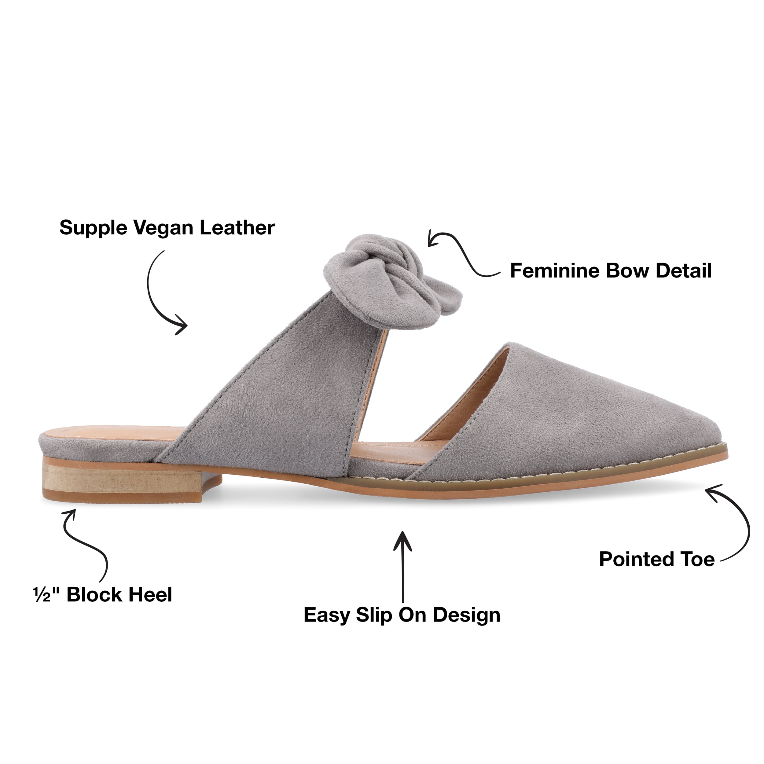 Journee Womens Telulah Narrow Width Slip On Pointed Toe Mule Flats