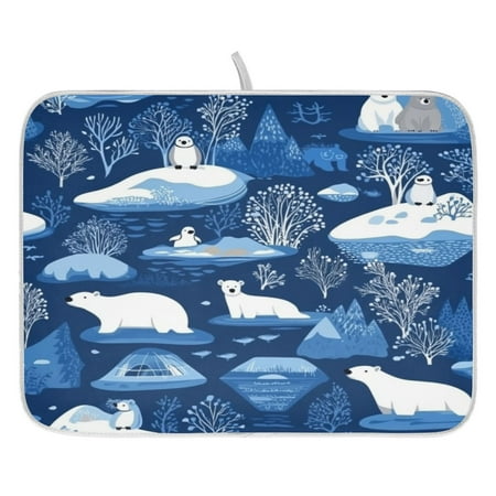 

Sea Creatures Dish Drying Mat for Kitchen Quick Drying Absorbent Soft Durable 18 x 24