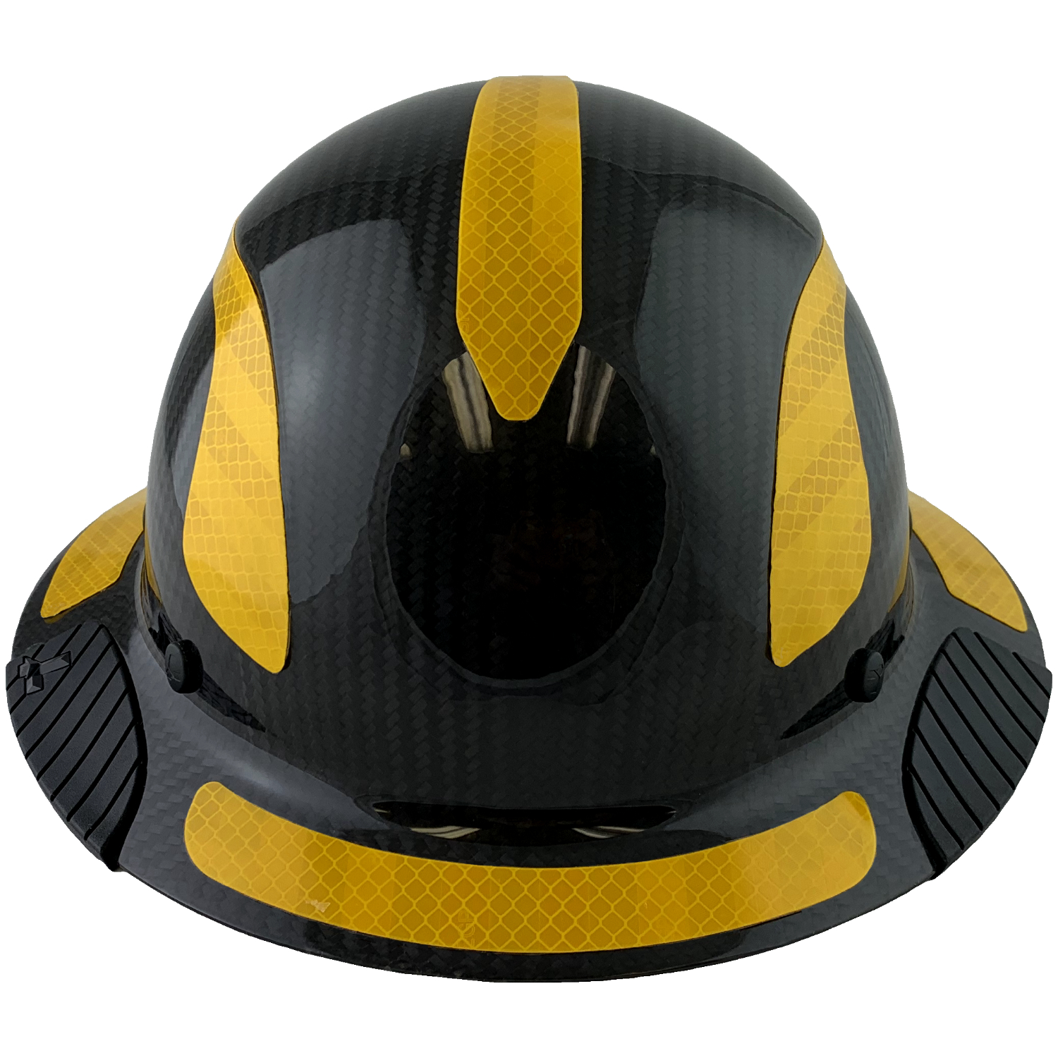 Lift Safety Helmet - Actual Carbon Fiber Full Brim Hard Hat - Glossy Black with Yellow Reflective Decals with Hard Hat Tote Bag