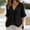 Black, variant on CaComMARK PI Linen Shirts for Women V Neck 3/4 Sleeve Loose Fit Cotton Tops Button Down Casual Dressy Clothes for Summer White