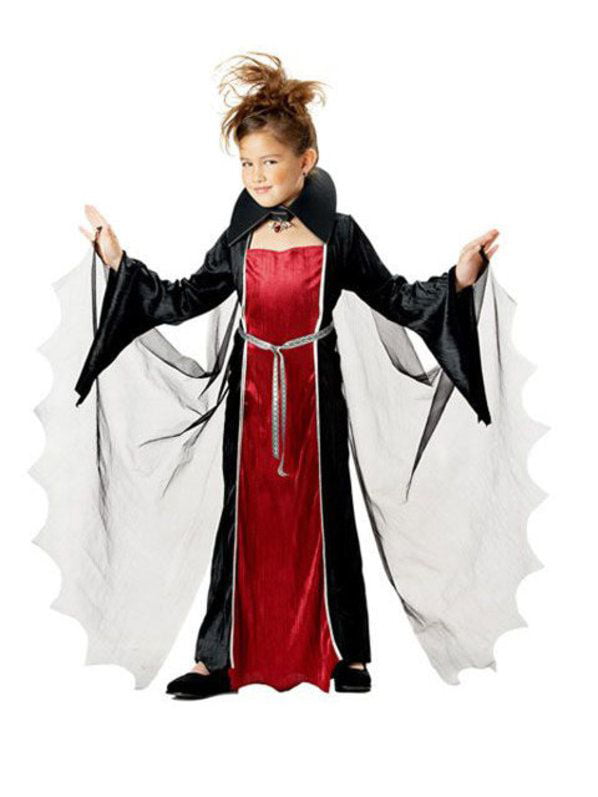 Kids Classic Vampire Fancy Dress Halloween Childs Costume 3 Sizes Age 4-12 