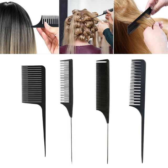 4 s de Cola de para Mujeres, de de Separación, Punta de Alfiler, , s de Separación de Cabello con de Yinane Peine del peinado del peinado del pelo de la cola de la rata