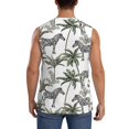 thumbnail image 4 of Lsque Palm Trees Zebra Print Men's Cotton Blend Sleeveless Muscle Shirts (S-3XL)- Moisture Wicking, Odor Protection, UPF 30+,Medium, 4 of 8