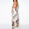 thumbnail image 2 of Femmes Été Longue Robe Maxi Croiser Dos Nu Boho Licol Floral Print Parti Robes de Plage, 2 of 9