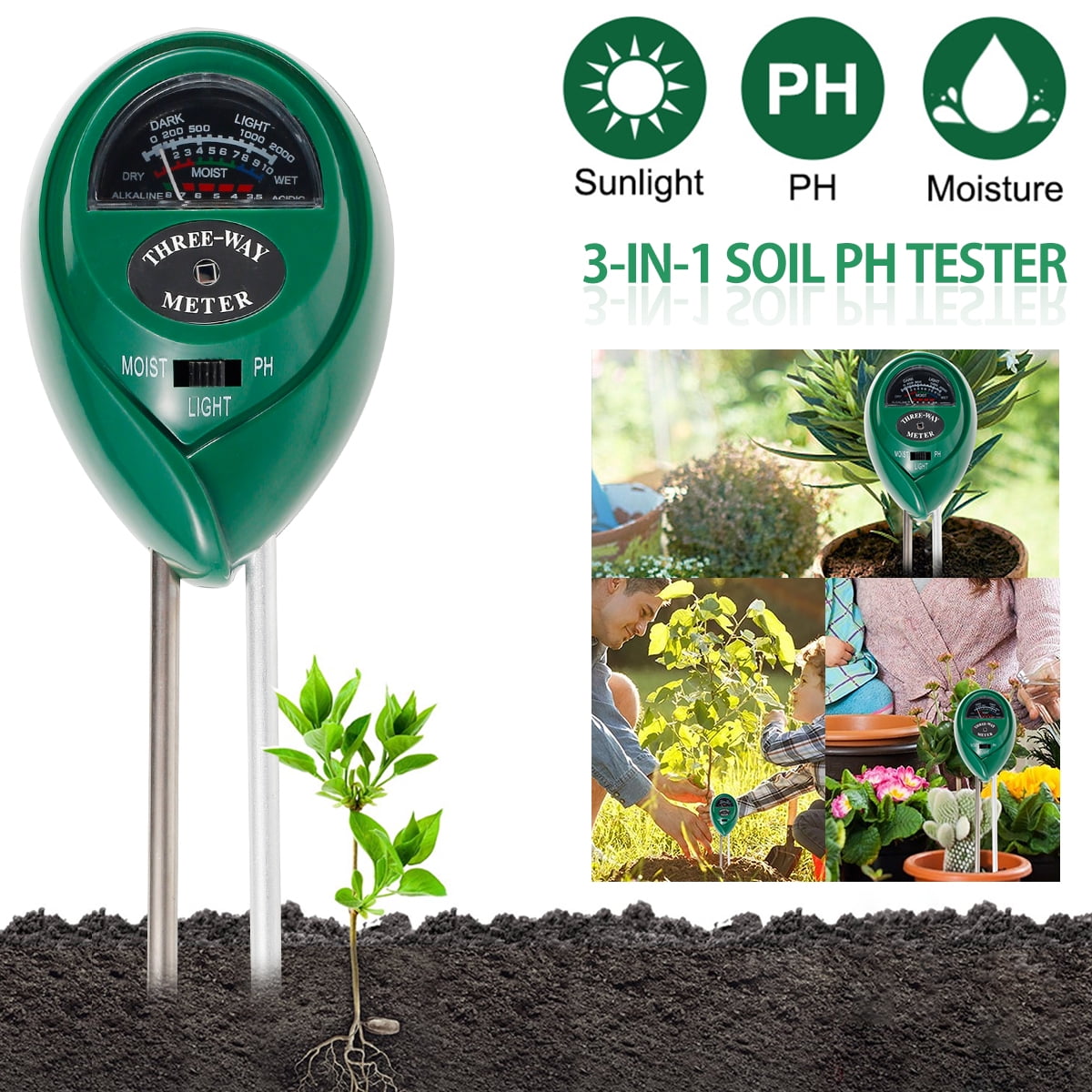 2/3/4 in 1 Soil Tester Water PH Moisture Light Test Meter for Garden Plant Seed 