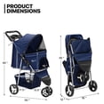 thumbnail image 2 of MoNiBloom - carro de 3 ruedas para mascotas, plegable para perros y gatos, con cubierta para el clima para todas las estaciones, cesta de almacenamiento y soporte para vasos, malla transpirable y, 2 of 5