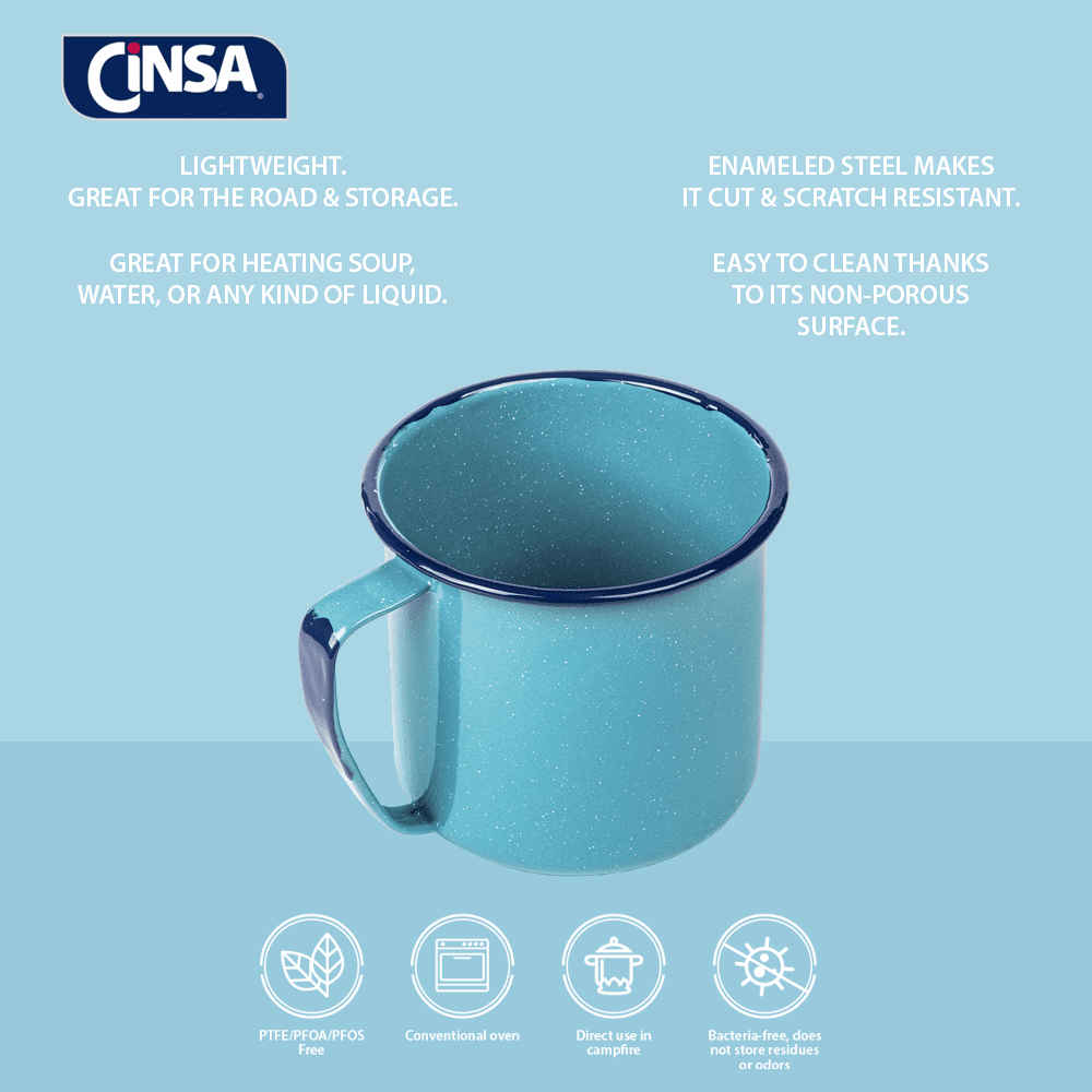 (2 pack) Cinsa 2QT Chocolatera / Warmer , Enamel on Steel, Turquoise Blue