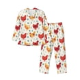 thumbnail image 1 of Fotbe Flower Chicken Pijama de Hombre con Estampado de Manga Larga, Conjunto de 2 Piezas, Ropa de Dormir Suave y Cómoda con Bolsillos-Large, 1 of 7