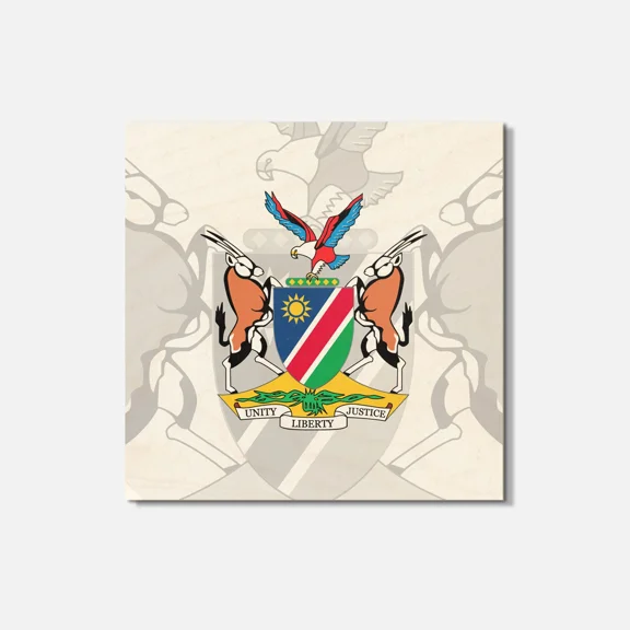 Namibia Coat Of Arms 4'' X 4'' Square Wooden Coaster