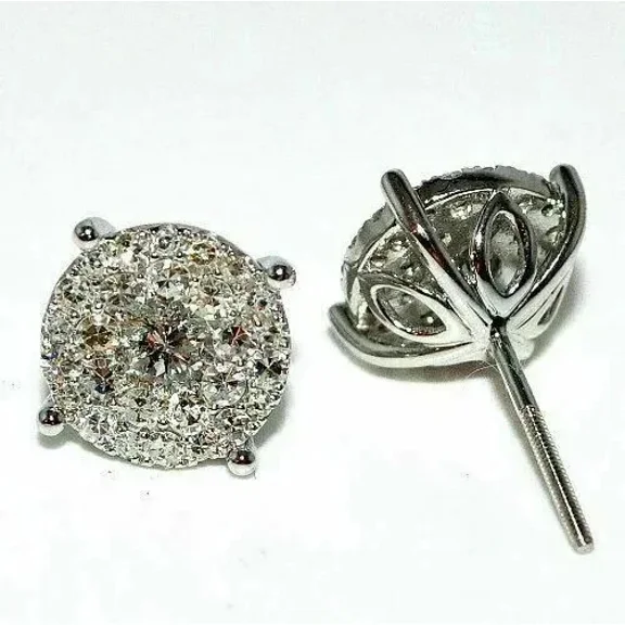 2Ct Round LabCreated Diamond Solitaire Stud Earrings 14K White Gold Plated