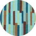 thumbnail image 1 of Ahgly Company Indoor Round Abstract Light Blue Contemporary Area Rugs, 4' Round, 1 of 4