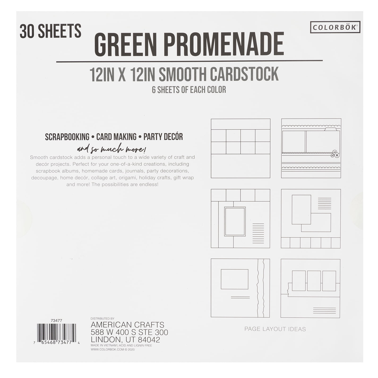 ColorBok 73477B Smooth Cardstock Paper Pad Green Promenade 12 x 12 Fоur Расk 
