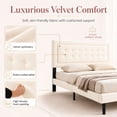 thumbnail image 4 of DEALTOPS Queen Size Velvet Platform Bed Frame, Upholstered Tufted Headboard, No Box Spring, Beige, 4 of 7