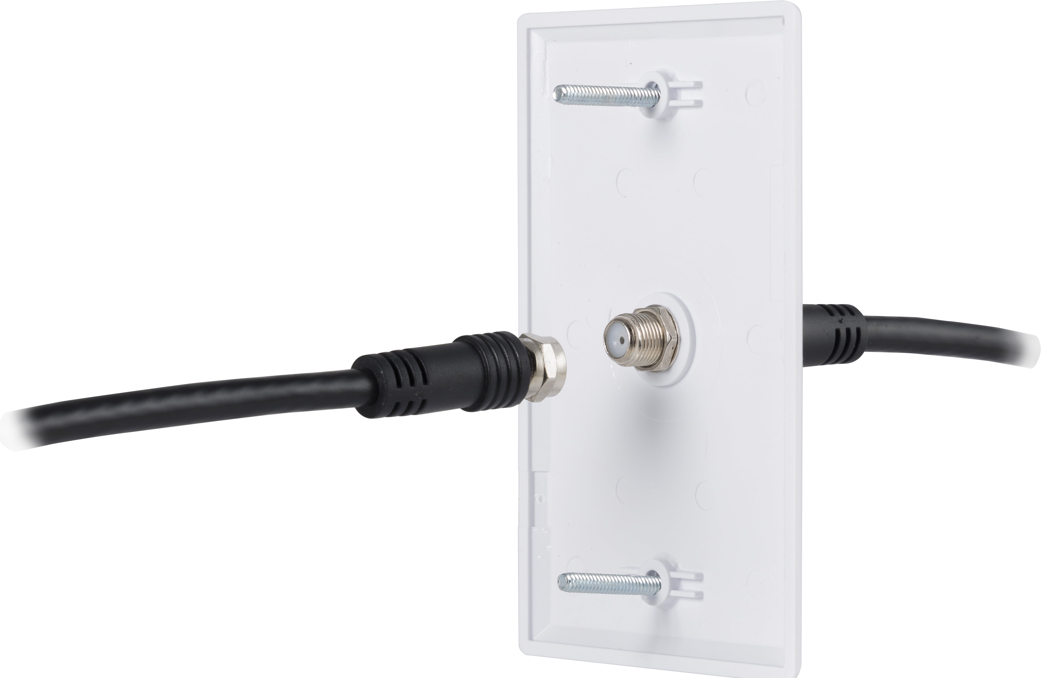 GE Coaxial Wall Plate, F-Type Connection, 1 Port, White, 5in, 40050