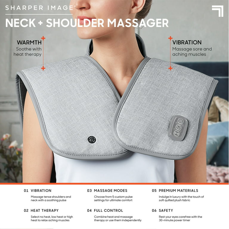 Sharper Image® Heated Neck and Shoulder Massager for Pain Relief Adjustable  Heat Level Wrap & Vibrating Massage Spa Therapy Home Remedy Solutions