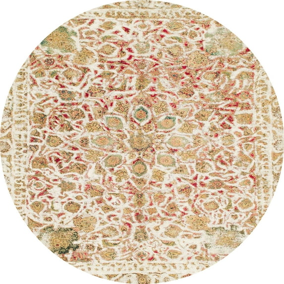 Ahgly Company Indoor Round Abstract Wheat Beige Abstract Area Rugs, 8' Round