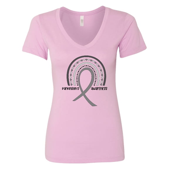 Inktastic Parkinson's Awareness Ribbon Rainbow Women's V-Neck T-Shirt