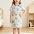 thumbnail image 2 of SROBPTY Teen Girls Dresses Print Crew Neck Short Sleeve Sleep Mid-Length Dress for 3-13Y, 2 of 4