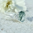 thumbnail image 2 of Natural Moss Agate Ring Long Hexagon Engagement Ring 925 Sterling Silver Women Ring Diamond Cluster Jewelry Vintage Statement Ring Gift for Wife, 2 of 4