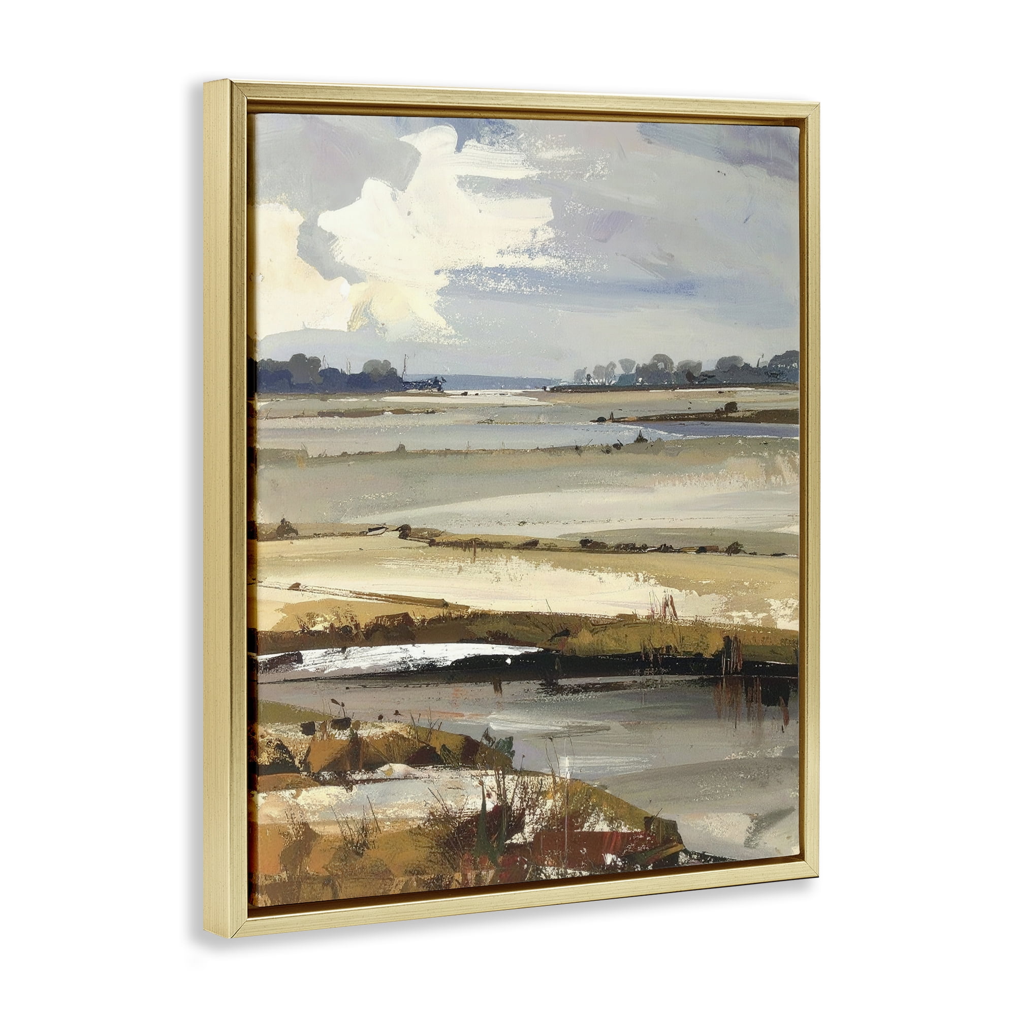 Stupell Industries Earthy Distant Horizon Gold Framed Floater Canvas Wall Art, design by Alonza Saunders