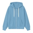 thumbnail image 6 of Hoodies for Women Baeitkot Fashion Women Solid Color Zip Drawstring Pocket Jacket Top, 6 of 6