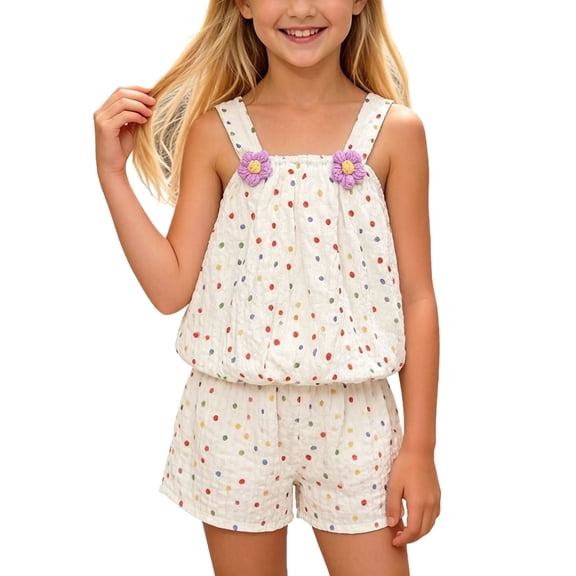 Piuwrlz Girls 2 Piece Outfit Sets Tank Top and Shorts Set Crew Neck Multicolor Size 8 Years