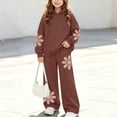 thumbnail image 4 of Nekdswn Girls 2 Piece Outfits Floral Print Hoodie and Straight Leg Pants Sports Sets for Kids Fall Fashion Fleece Lined Sweatsuits Size 2-16 Years, 4 of 7