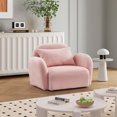 thumbnail image 2 of Soft Teddy Velvet Fabric Upholstery One Seat Lazy Sofa with springs and sponge, Cozy Loveseat with Curved Armrests and Backrest, Fashionable Durable Easy Assembly with 1 Toss Pillows, Pink, 2 of 7