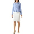 thumbnail image 2 of INSPIRE CHIC Women's Elegant Peter Pan Collar Long Sleeves Ruffled Hem Single Breasted Office Blazers L Light Blue, 2 of 6