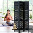 thumbnail image 4 of 3 Panel Shelves and Shutters Room Divider, Rustic Black, Fir Wood and MDF, Approximately 6 Ft Tall, 47.25 L x 9.75 W x 70.75 H inches, 33.5 lbs (120 L x 25 W x 180H), 4 of 6