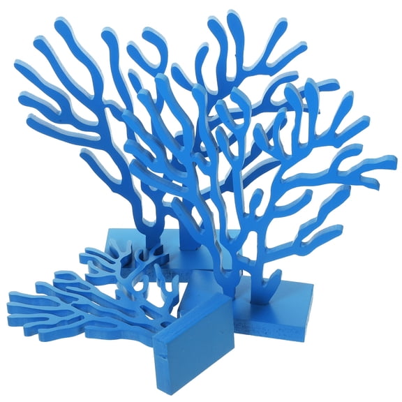 Raindrops 3Pcs Tabletop Coral Decor Wooden Coral Ornament Mediterranean Style Decoration Wooden Craft
